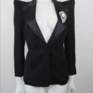 Balmain Blazer With Crystal Brooch